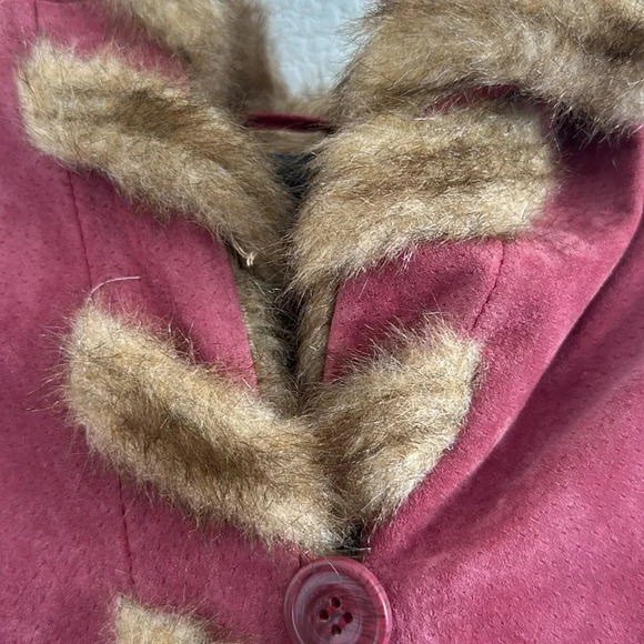 DENNIS BASSO Leather Faux Fur Coat - Picture 6 of 9